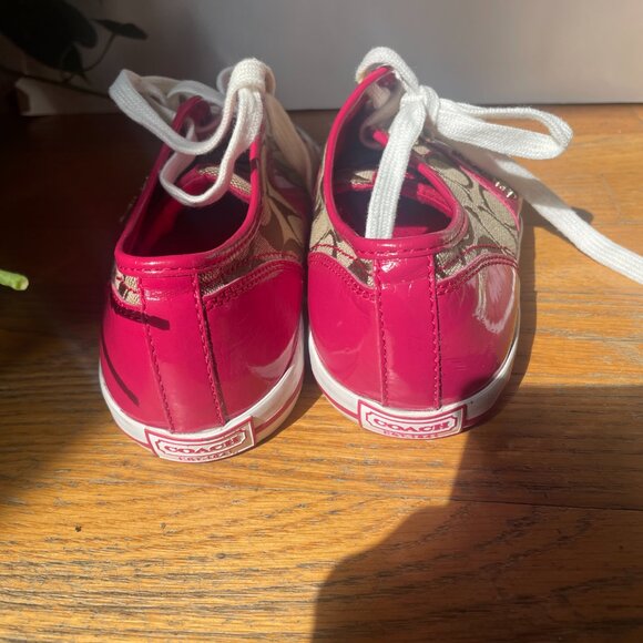 Coach Fillmore Sneakers Size 7.5 Signature Canvas and Pink - Picture 7 of 8